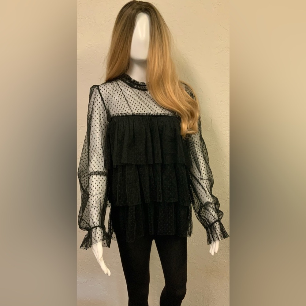 Ruffled Black Blouse